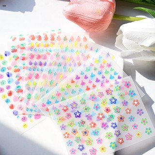 มาถึงการตกแต่งเล็บบัลลังก์ 5d New Technology Gel Drop Nail Art Sticker Thin Tough Three-dimensional Fresh Flower Jelly Nail Sticker Jewelry nuuo