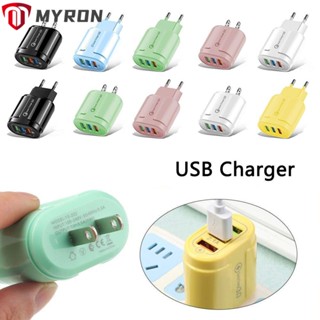 Myron หัวชาร์จ USB 5V2A TypeC 3 พอร์ต สําหรับชาร์จโทรศัพท์มือถือ