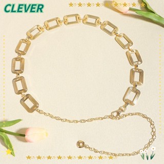 Clever เข็มขัดโซ่โลหะ ปรับได้ สีทอง เงิน สไตล์โบโฮ สําหรับผู้หญิง ใส่กับชุดเดรส กางเกงยีน เสื้อกันหนาว