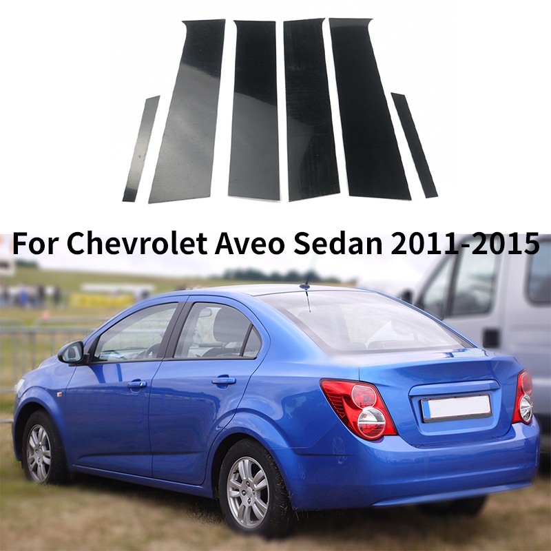 &ดีที่สุด & 6 ชิ้นเสารถโพสต์ประตูหน้าต่างสติกเกอร์ Trim สําหรับ Chevrolet Aveo Sedan 2011-2015 BC คอ