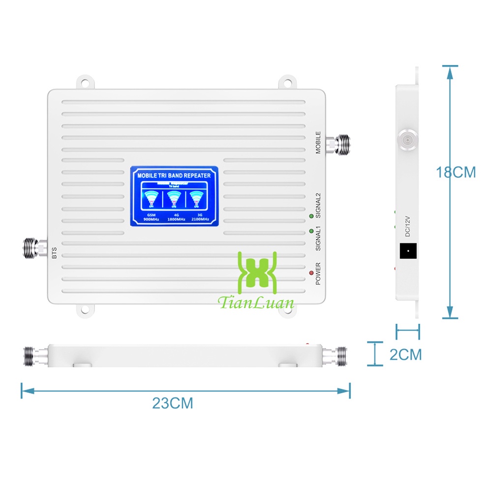 อุปกรณ์ขยายสัญญาณเครือข่ายโทรศัพท์มือถือ Tri Band 3 1 8 3G 4G LTE 2100MHz HSPA+ W-CDMA UMTS 2G GSM 900MHz DCS 1800MHz B8 B1 B3 ราคา ถูกที่สุด ดีลบีเคเค แกลเลอรีภาพที่ 3