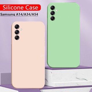 เคสโทรศัพท์ซิลิโคน แบบนิ่ม ทรงสี่เหลี่ยม กันกระแทก ป้องกันกล้อง สําหรับ Samsung Galaxy A14 LTE A24 4G A54 A34 2023 A34 A 54 14