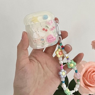 เคสซิลิโคน ลายดอกไม้ กระต่าย เชอร์รี่ สําหรับ Airpods 2 1 Airpods 3 Pro