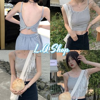 L.A Shop พร้อมส่ง เสื้อสายเดี่ยวไหมพรม ลายทางเล็กๆ ดีเทลเว้าหลังเซ็กซี่เบาๆ "85143"