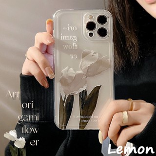 [Lemon] เคสโทรศัพท์มือถือซิลิโคน ลายดอกกุหลาบสีขาว สําหรับ iPhone 14 14pro 14promax 14plus 13 13pro 13promax 7 8 7plus 8plus 11 12 XR XSMAX 12pro 11promax 12promax