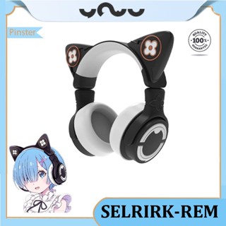 Yowu SELRIRK-REM ชุดหูฟังเล่นเกมบลูทูธ ตัดเสียงรบกวน ลายการ์ตูนอนิเมะ แมว