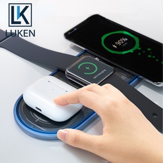 Luken 3 in 1 แผ่นชาร์จไร้สาย ชาร์จเร็ว สําหรับ iP 14 12 Pro X XS XR 8 8Plus App Watch 5 4 3 2 Airp 2 Pro Buds Plus