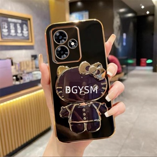 ใหม่ พร้อมส่ง เคสโทรศัพท์มือถือนิ่ม ลาย KT น่ารัก พร้อมขาตั้งกระจก สําหรับ Realme C53 2023 REALMEC53