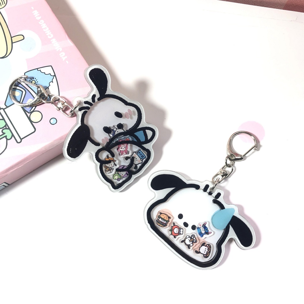 น่ารัก Drop Sweat Speechless Pochacco กระเป๋านักเรียนพวงกุญแจจี้อะคริลิค Hokey Pokey นักเรียนอุปกรณ์