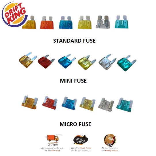 STANDARD FUSE , MINI FUSE , MICRO FUSE 12V/24V สําหรับรถยนต์ & LORRY ( 5A /10A /15A /20A /25A /30A )