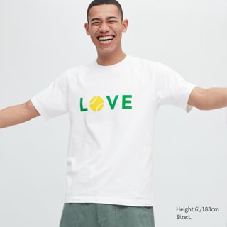 Uniqlo เสื้อยืดแขนสั้น พิมพ์ลาย PEACE FOR ALL Roger Federer สําหรับผู้ชาย และผู้หญิง 512353