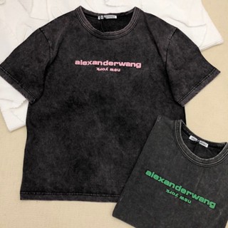 เสื้อยืดแขนสั้น พิมพ์ลายโลโก้ Alexander Wang สําหรับผู้ชาย และผู้หญิง