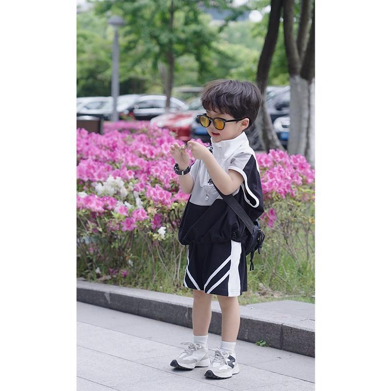 ชุดเสื้อแขนสั้น แบบบาง ป้องกันแดด แฟชั่นฤดูร้อน สําหรับเด็กผู้ชาย
