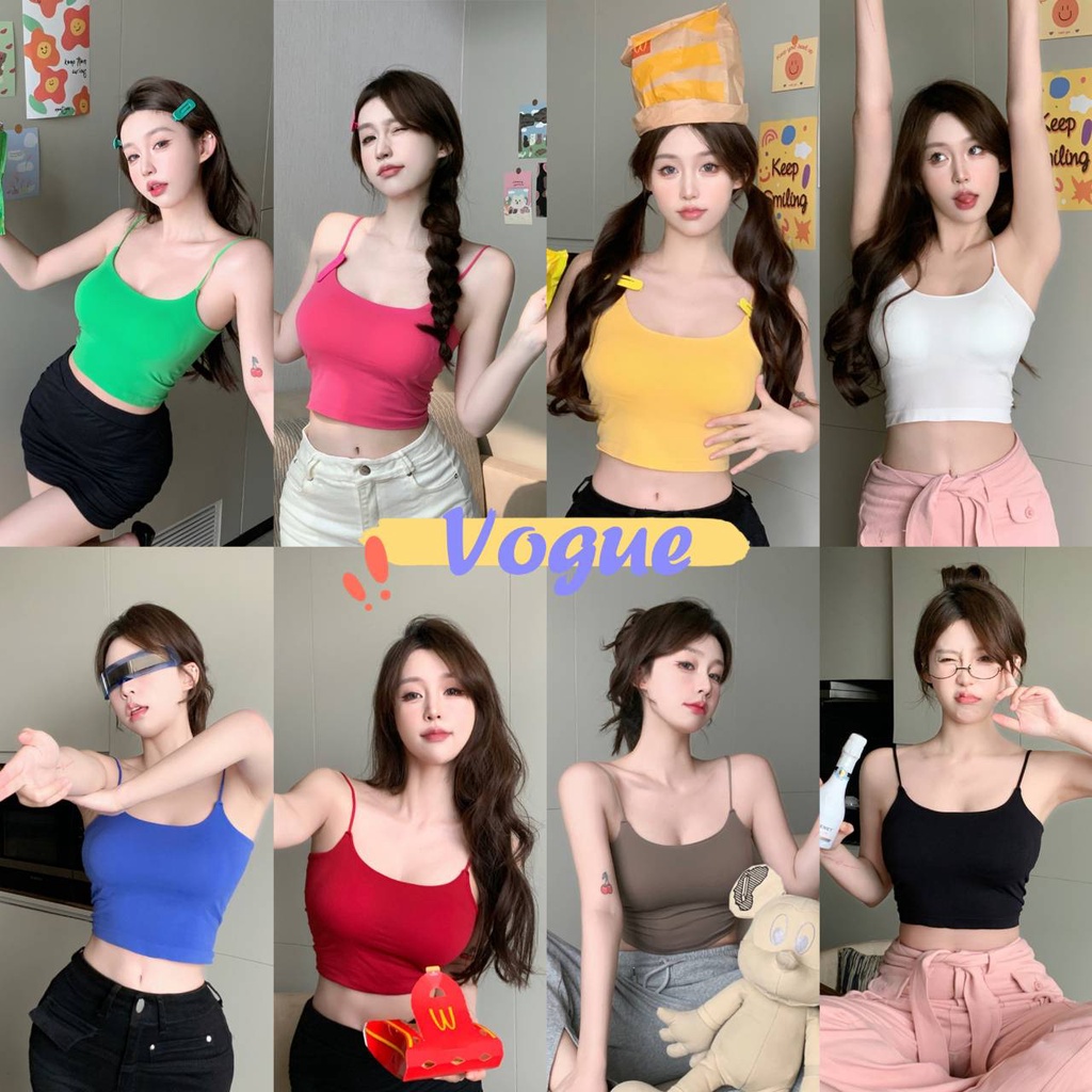 Vogue พร้อมส่ง เสื้อสายเดี่ยว มีฟองน้ำ ผ้านิ่มเด้งใส่สบาย มี9สี (FY2056) -H