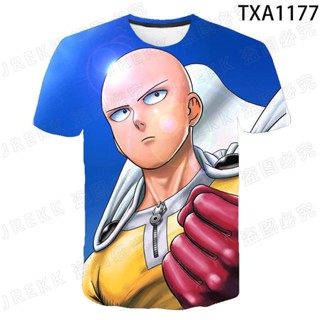 เสื้อยืดแขนสั้น พิมพ์ลายการ์ตูนอนิเมะ One Punch Man 3 มิติ แฟชั่นฤดูร้อน สําหรับเด็กผู้ชาย และเด็กผู้หญิง