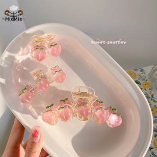 กิ๊บติดผมพลาสติกใส สีชมพูพีช 6.5 ซม. แฟชั่นเรียบง่าย สําหรับผู้หญิง 2023