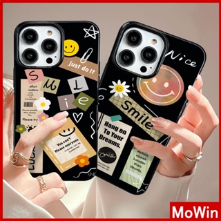 Mowin - เข้ากันได้สำหรับ เคสไอโฟน เคสไอโฟน11 เคส iphone 11 สำหรับ iPhone 14 Pro Max เคส iPhone สีดำสีชมพูเคลือบเงา TPU เคสอ่อนกันกระแทกป้องกันกล้อง Daisy ยิ้มเข้ากันได้กับ iPhone 13 Pro max 12 Pro Max 11 xr xs max 7Plus 8Plus