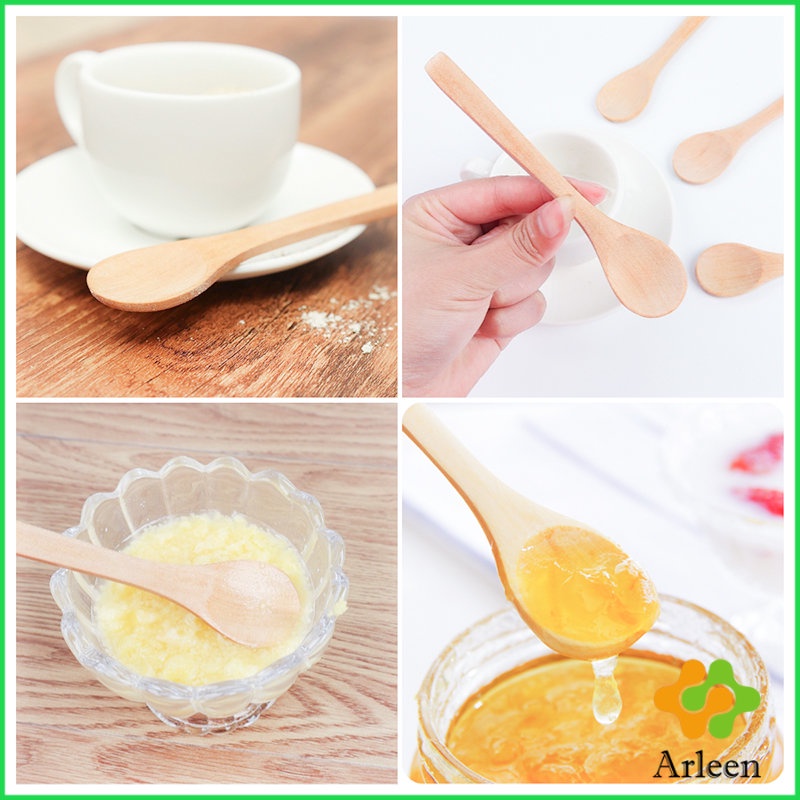 Arleen ไม่ทาสี ช้อนชงกาแฟไม้ ช้อนไม้ตักแยม น้ำผึ้ง Wooden coffee spoon