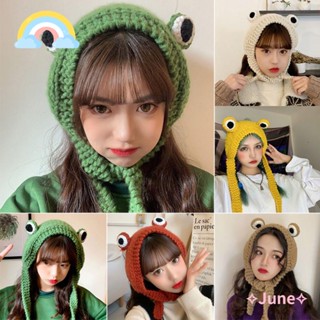 JUNE Women Frog Hat Photography Prop Fun Headdress Beanie Hats Gift Costume Cap Party Baby Anime Hat Crochet Knitted Hat/Multicolor