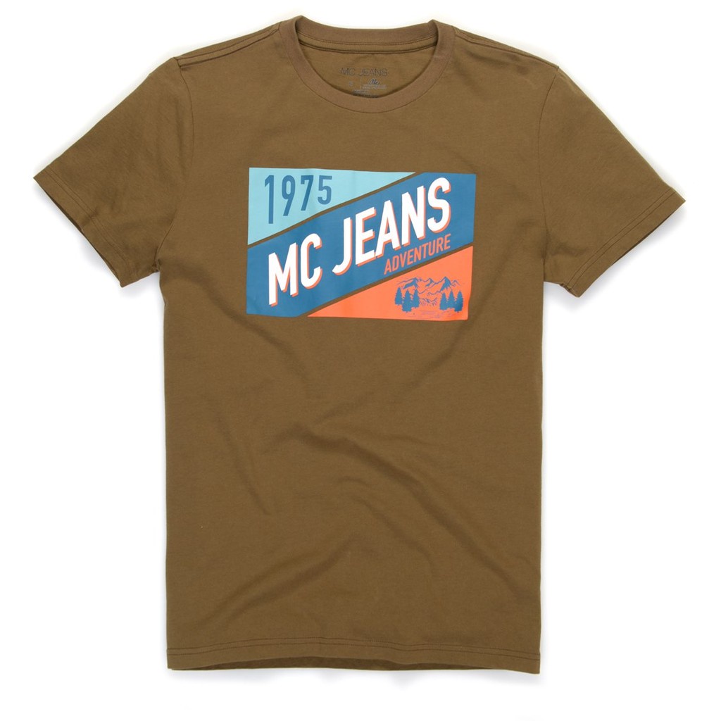 Mc JEANS เสื้อยืดผู้ชาย เสื้อยืด แม็ค แท้ เสื้อแขนสั้น สีน้ำตาล ผ้านุ่ม ระบายอากาศได้ดี MTSZ317