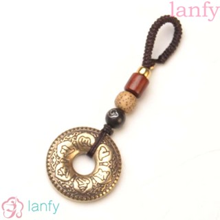Lanfy พวงกุญแจรถยนต์ ทองเหลือง นําโชค แฮนด์เมด ปลอดภัย ความมั่งคั่ง จี้เชือกนําโชค