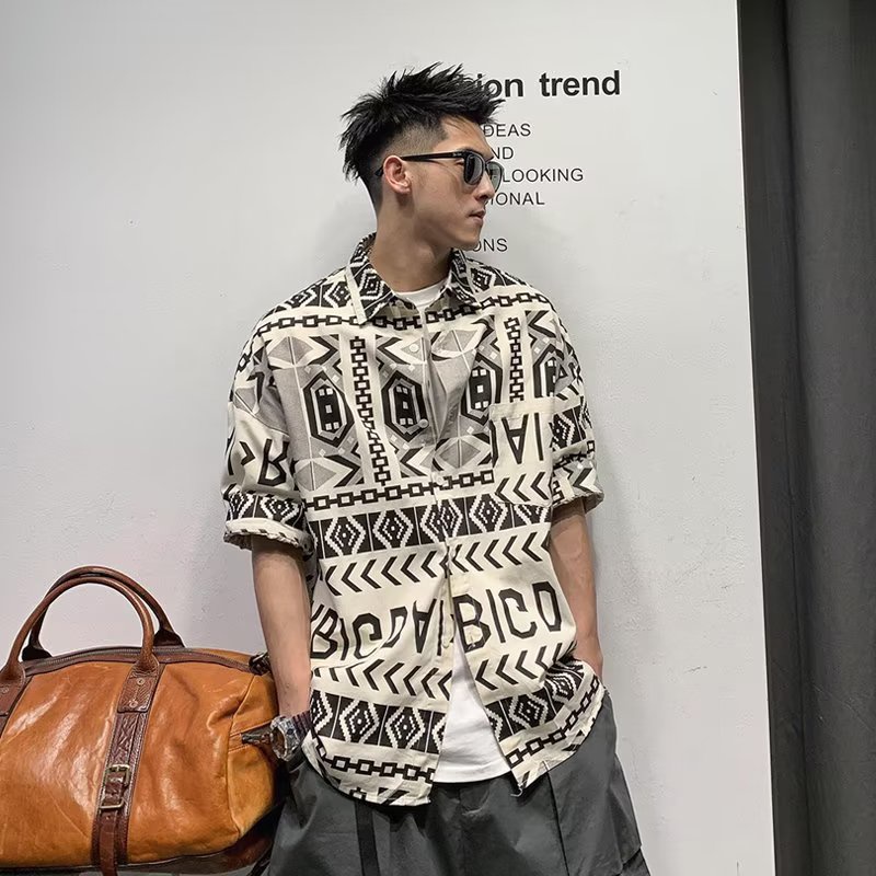 เสื้อเชิ้ต ทรงหลวม สไตล์ฮ่องกงเรโทร เหมาะกับฤดูร้อน สําหรับผู้ชาย และนักเรียน 100 แบบ ขนาด: M L XL 2XL 3XL รุ่น 707