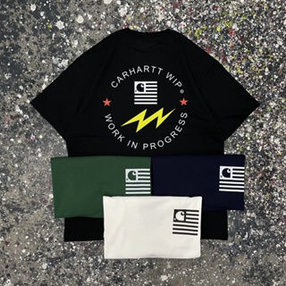 CARHARTT เสื้อยืดแขนสั้น พิมพ์ลายโลโก้ Carhart Cargo Flag Lightning แฟชั่นคู่รัก สําหรับผู้ชาย และผู้หญิง