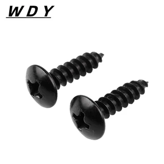 m3m3.5m4m5m6 สกรูหัวร่มสีดำ สกรูเกลียวปล่อยชุปดำ หัวร่มแฉก Truss Head Self Tapping Screw black【HJC-4B】