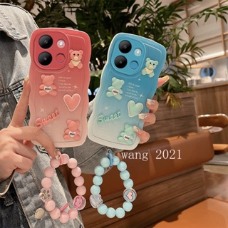 Casing เคส Infinix Smart 7 6 Plus X6515 Note 12 G96 G88 12Pro Note 11 4G Tecno Spark GO 2023 POP 7 Pro Cute Summer Bear Doll Phone Case Cartoon Shockproof Soft Case with Beads Bracelet เคสโทรศัพท