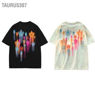  Taurus307 ฤดูร้อนลำลองเสื้อยืดตัวอักษรกราฟิกพิมพ์แขนสั้นลำลองลูกเรือคอหลวมพอดีทีบนสำหรับผู้ชายผู้หญิง