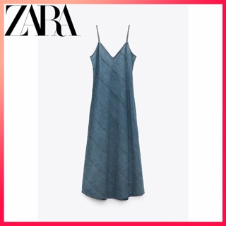 Zara ใหม่ TRF ชุดมิดี้เดนิม สําหรับผู้หญิง