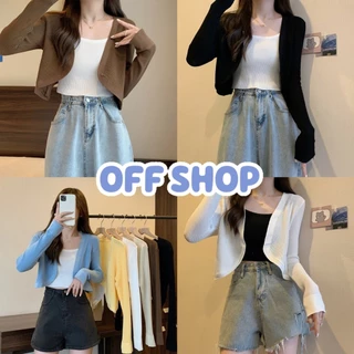 OFF SHOP 🥻เสื้อคลุมไหมพรมแขนจั้ม แขนยาว ผ้าร่อง สีพื้นเรียบๆ (129-1) -C