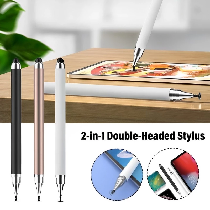 ปากกาสไตลัสแบบ Dual-Tip แบบแม่นยํา 2-in-1 สําหรับสมาร์ทโฟนและแท็บเล็ต, หน้าจอสัมผัสแบบ Capacitive สากล, พลาสติกทนทานสําหรับการวาดภาพและเขียน, อุปกรณ์เสริม 3C