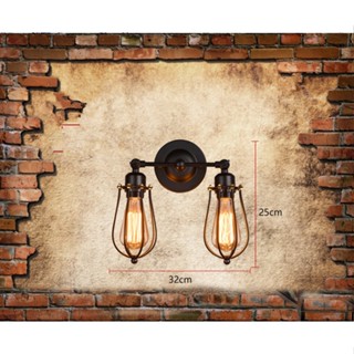 สว่างนาน Modern Retro Loft Iron Industrial Rustic Sconce โคมไฟติดผนัง Loft Study Foyer ห้องรับประทานอาหาร