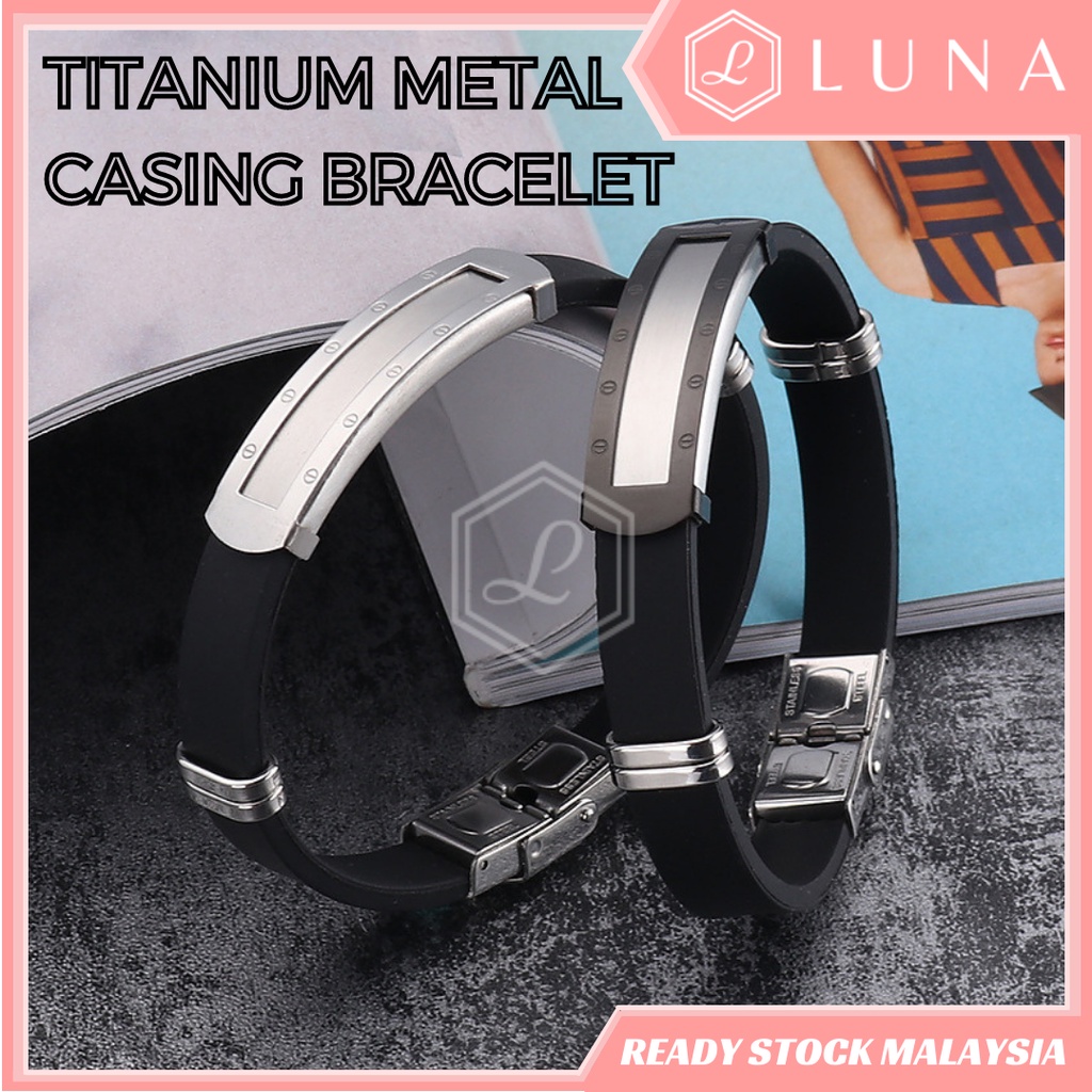 LUNA TITANIUM METAL CASING BRACELET Gelang Tangan ปรับสร้อยข้อมือคู่ Perempuan Lelaki Gelang สร้อยข้