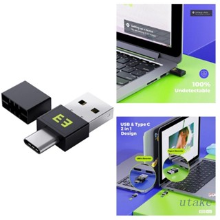 Utakee USB และ Type-C 2 in 1 เมาส์ Jiggler เมาส์ Mover Wiggler เครื่องเขย่าที่ตรวจไม่เห็น