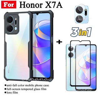 3in1 Honor X7A เคสโทรศัพท์มือถือ กันตก + X 7A X7A ฟิล์มกระจกนิรภัย + ฟิล์มเลนส์