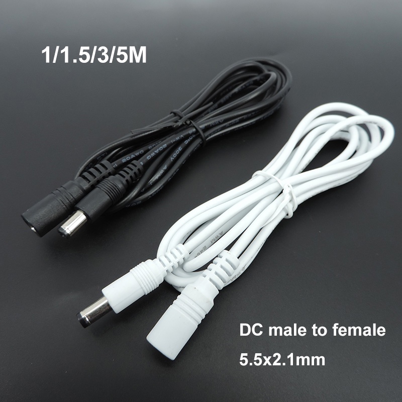 ปลั๊กอะแดปเตอร์เชื่อมต่อพาวเวอร์ซัพพลาย DC ตัวผู้ เป็นตัวเมีย 20awg 22awg 5.5x2.1 มม. สีขาว ดํา 1 1.5 5 ม. สําหรับแถบ THH1