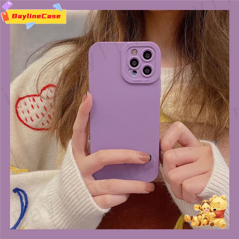 เคสโทรศัพท์มือถือ ซิลิโคนนิ่ม กันกระแทก สีม่วงอ่อน แฟชั่นเรียบง่าย สําหรับ iPhone 15 11 14 12 13 Pro Max SE 2020 X Xr Xs Max 8 7 6 Plus