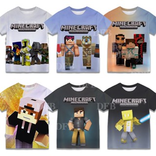 เสื้อยืดคอกลม แขนสั้น พิมพ์ลายการ์ตูนเกม Minecraft 3 มิติ แฟชั่นฤดูร้อน สําหรับเด็กผู้ชาย ของขวัญวันเกิด