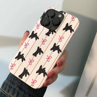 เคสมือถือ แบบแข็ง ลายกระต่าย ประดับโบว์ สําหรับ Iphone 14 Pro Max Apple 13 Pro 12 x