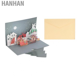 Hanhan 3D Christmas Cards  Safe Eco Friendly Paper Carving 3D Popup Greeting Cards Snowscape with Envelope for Festivals