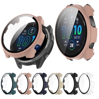 สําหรับ Garmin Forerunner 965 กรอบฮาร์ดพีซี + กระจกแกร่ง เคสป้องกันเต็มรูปแบบ อุปกรณ์เสริม เคสนาฬิกา TPU เคสป้องกัน