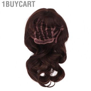 1buycart Long Curly Hair Wig  Smoothing Appearance Adjust Buckle Hair Bangs Brown Color Women Long Curly Wig  for Role Play