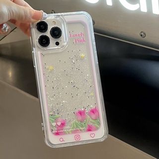 เคสโทรศัพท์มือถือ แบบใส ลายดอกไม้สีชมพู สําหรับ iPhone 11 11promax 12 12Pro 12promax 13 14 13Pro 13promax 14plus 14Pro 14promax 13Pro