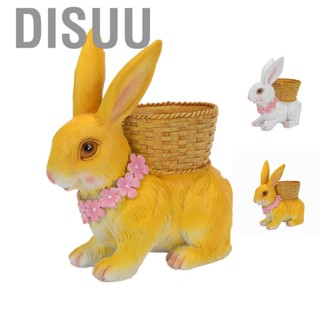 Disuu Rabbit Flowerpot Resin Process Rabbit Ornament with Back  Outdoor Decoration for Courtyard Garden