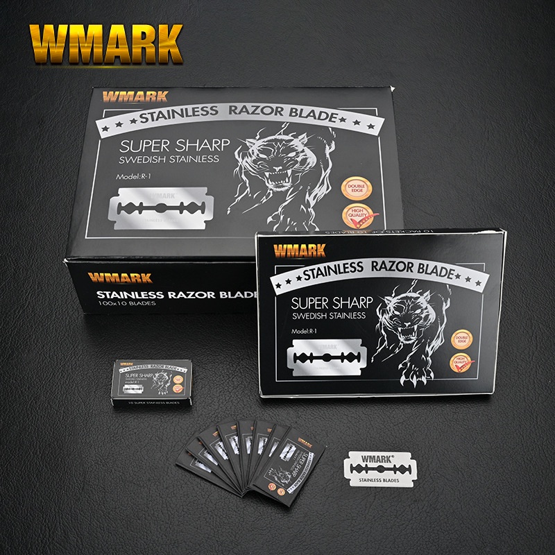 ใบมีดโกนสแตนเลสสวีเดน 1000 ชิ้นยอดนิยมของ wmark, เครื่องโกนหนวดสมัยเก่า, ใบมีดสองด้าน, ที่กันคิ้ว