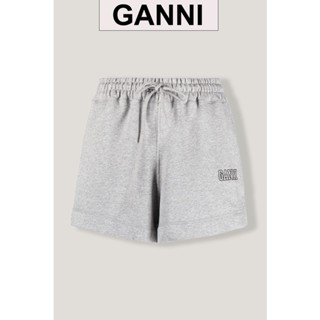 【พร้อมส่ง】GANNI กางเกงขาสั้นลําลอง ผ้าฝ้าย พิมพ์ลายโมโนแกรม ทรงหลวม สําหรับผู้ชาย และผู้หญิง