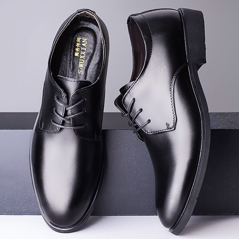 รองเท้าคัชชูหนังแบบสวมรองเท้าทำงานสีดำไซส์ 39-45