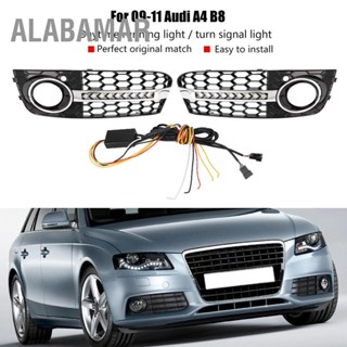 ALABAMAR กระจังหน้ารถยนต์พร้อมไฟเลี้ยว LED ไฟวิ่งกลางวันสำหรับ 09-11 Audi A4 B8